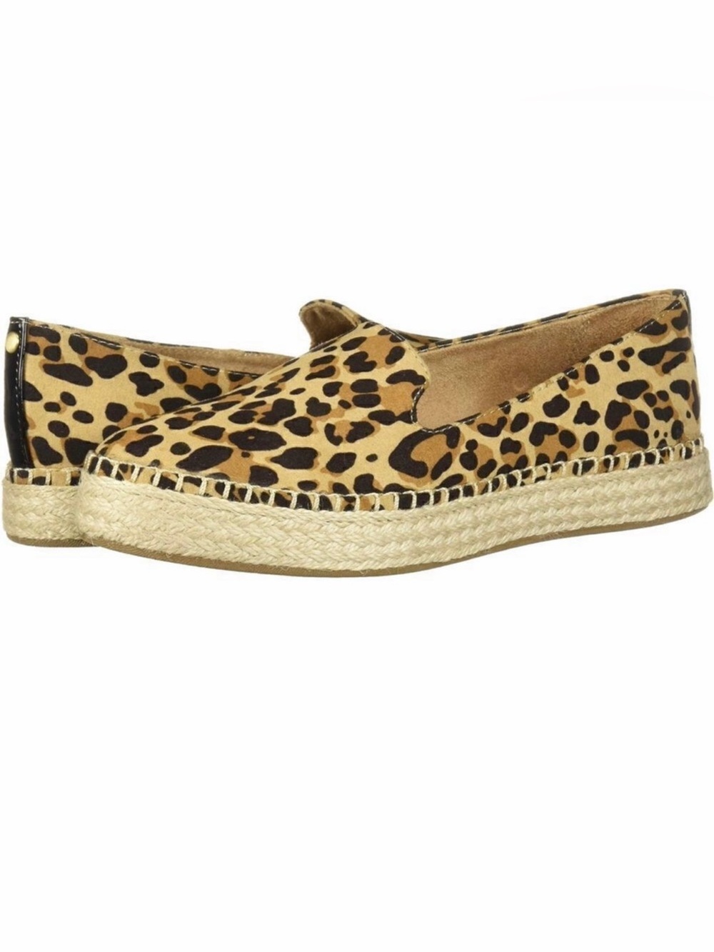 Dr Scholl’s Find Me Espadrille Flats Womens 8.5 Leopard Print Slip On Loafers